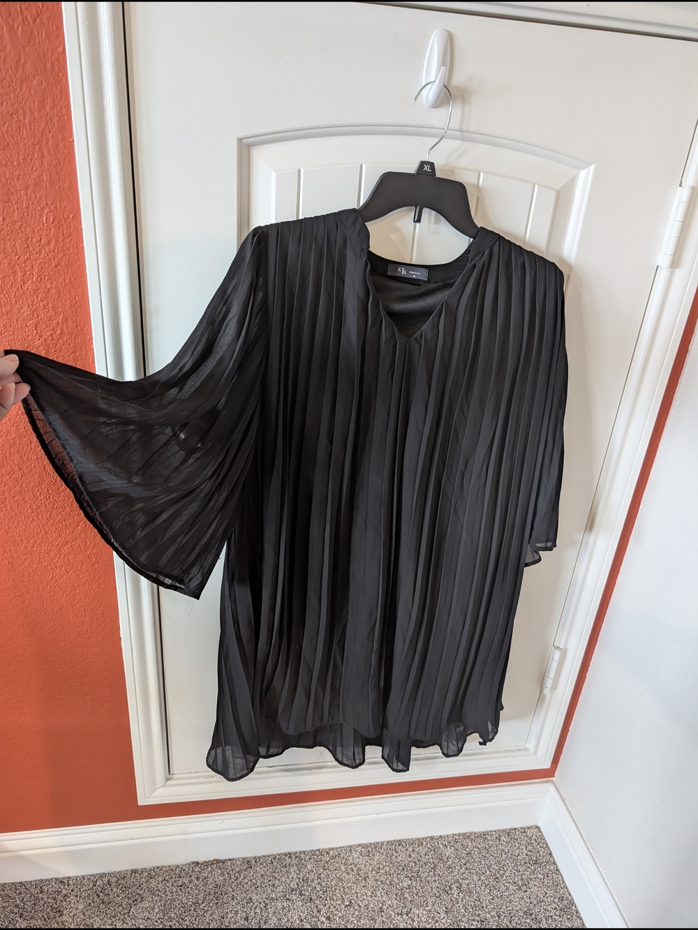 Black Pleated High-Low Women’s Dress